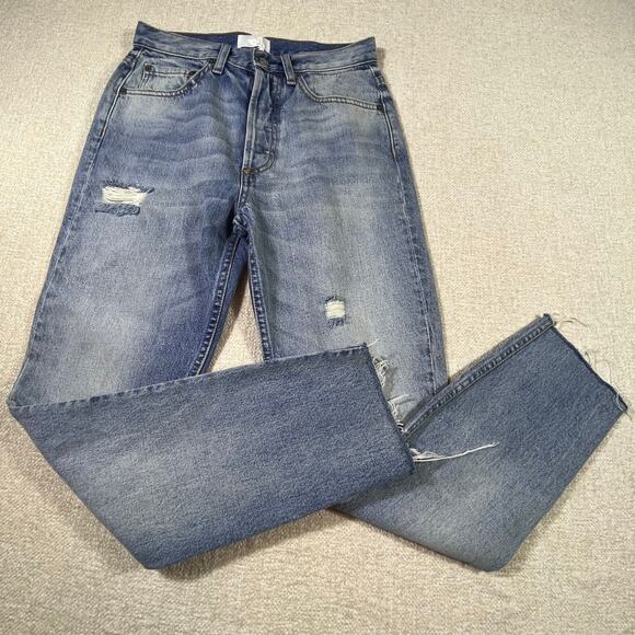 NWT Boyish by Her Women’s 26 Blue Billy Taxi Driver Raw Hem Tapered Jeans Casual - Picture 1 of 10